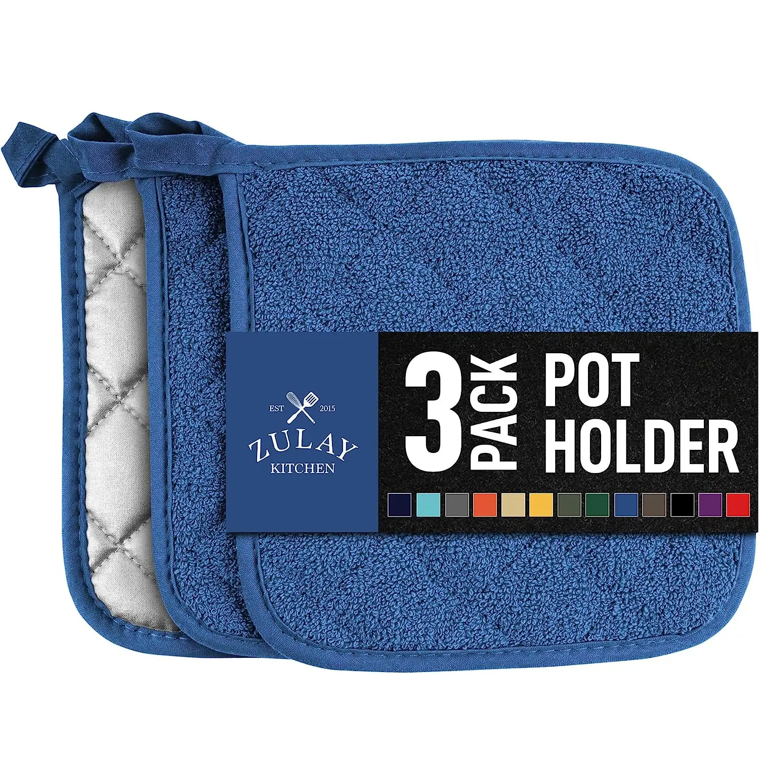 Zulay 3-Pack Heat Resistant Cotton Kitchen Pot Holders