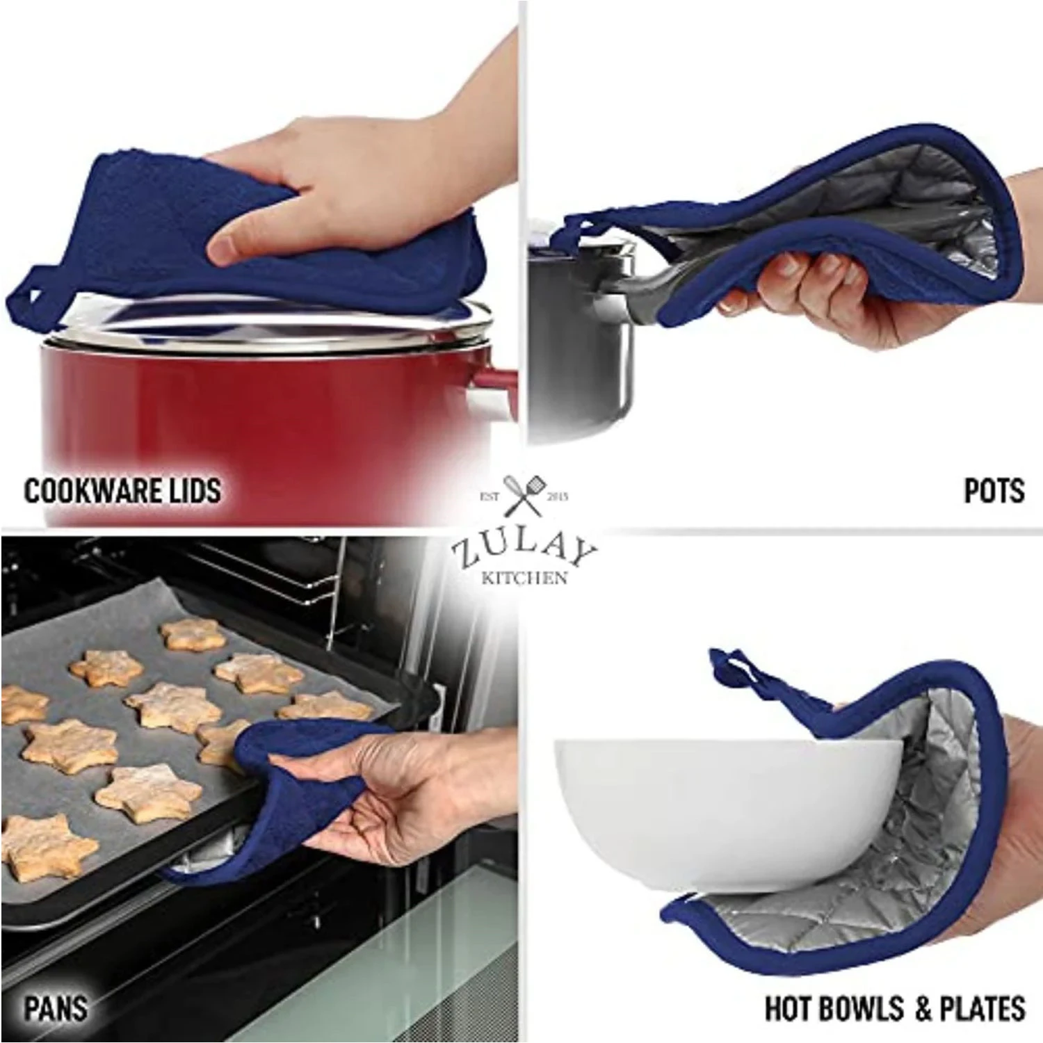 Zulay 3-Pack Heat Resistant Cotton Kitchen Pot Holders