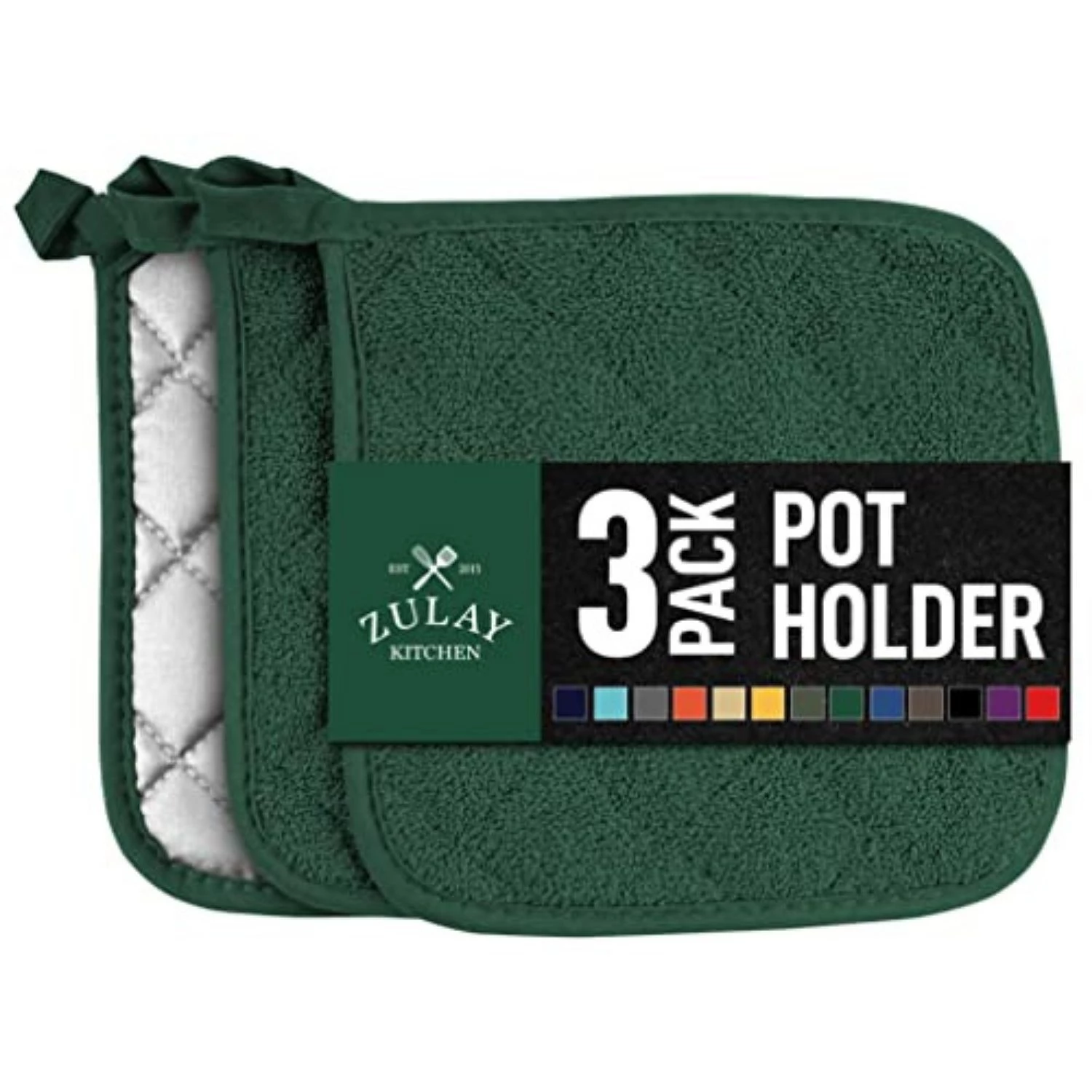 Zulay 3-Pack Heat Resistant Cotton Kitchen Pot Holders