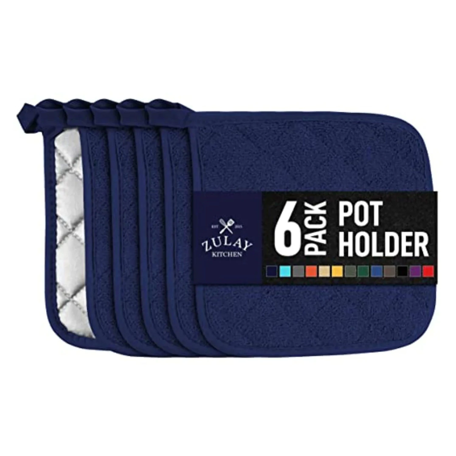 Zulay 6-Pack Pot Holders for Kitchen Heat Resistant Cotton