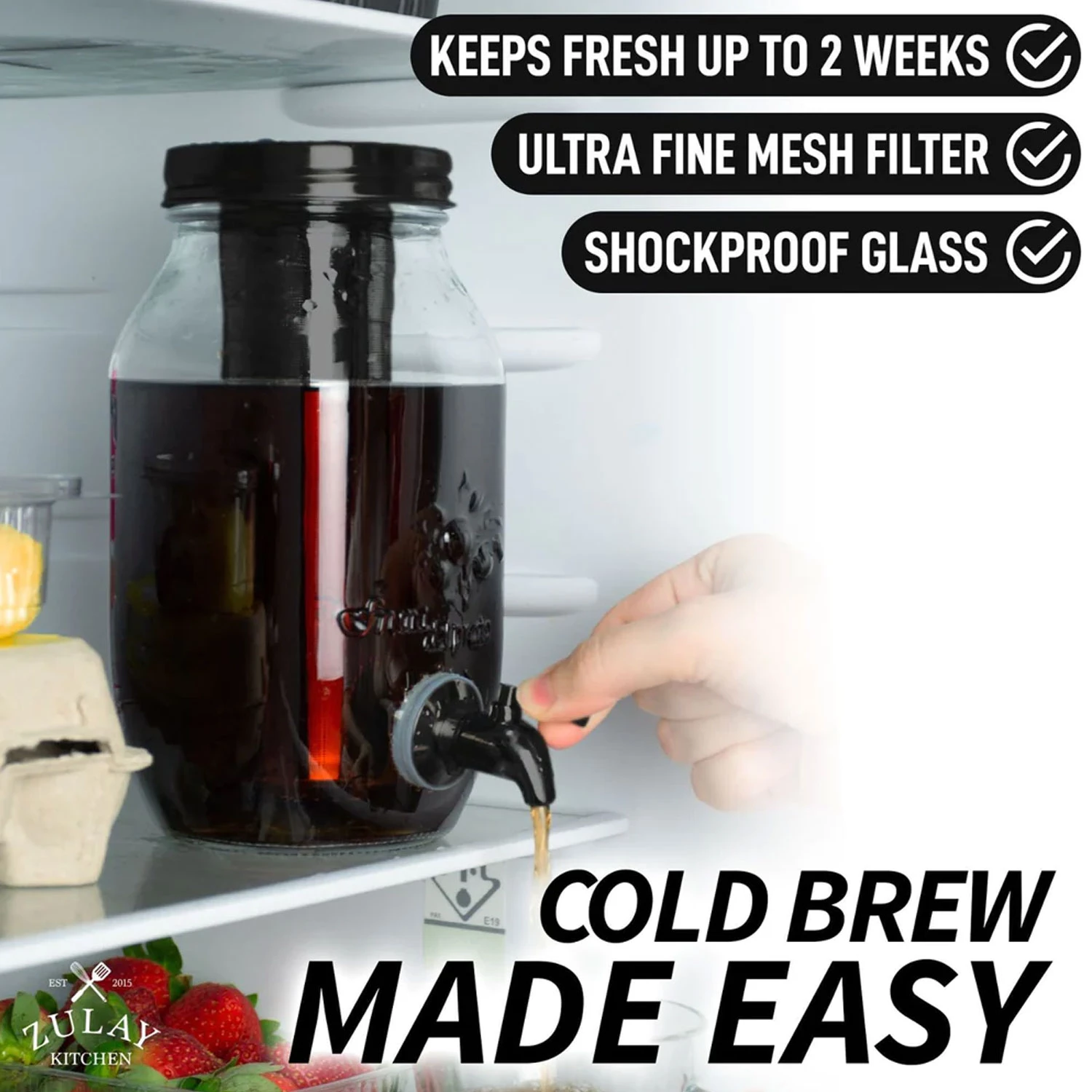 ZK Mini Cold Brew Maker with Spigot - 1.5 L Black