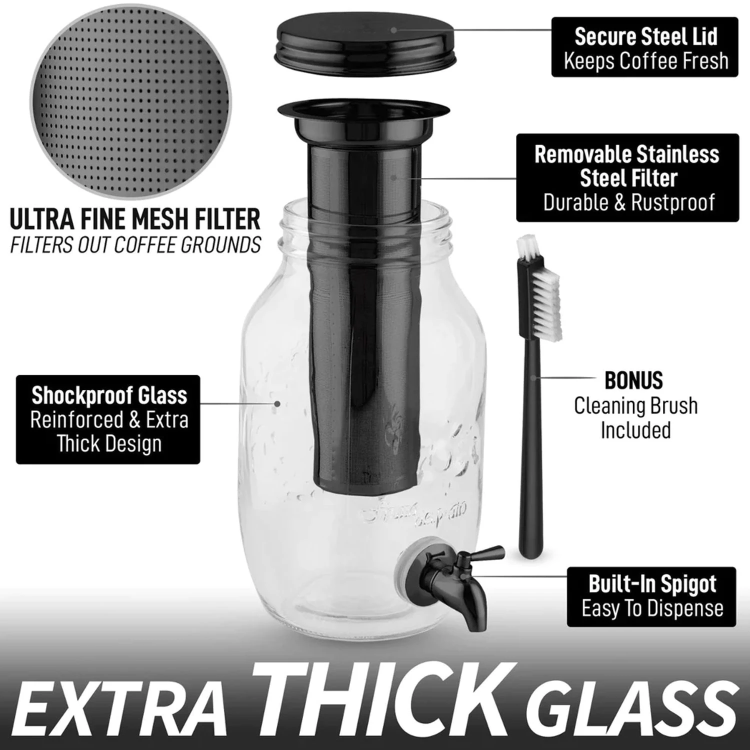 ZK Mini Cold Brew Maker with Spigot - 1.5 L Black