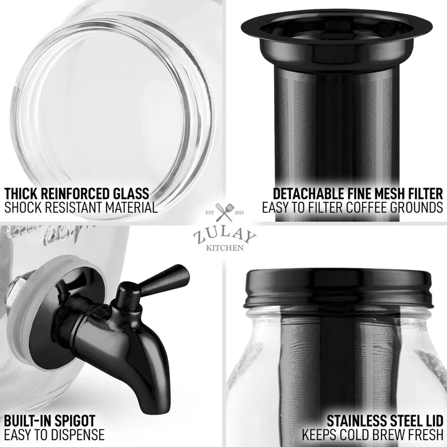 ZK Mini Cold Brew Maker with Spigot - 1.5 L Black