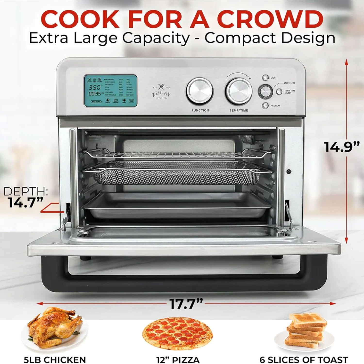 ZK Smart Convection Air Fryer Oven - SS 25 Liter