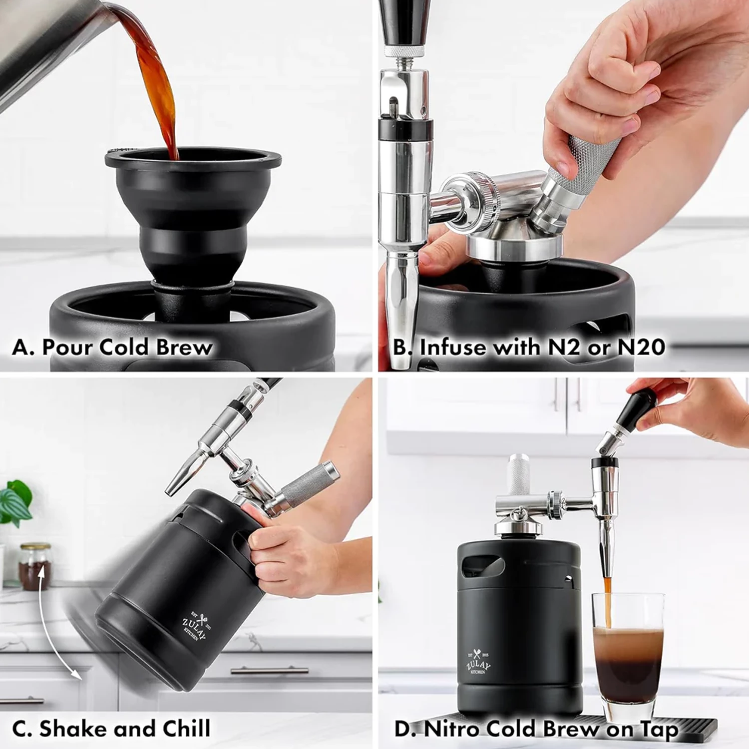 Zulay Kitchen ZK Nitro Cold Brew Coffee Maker - 2L - Black