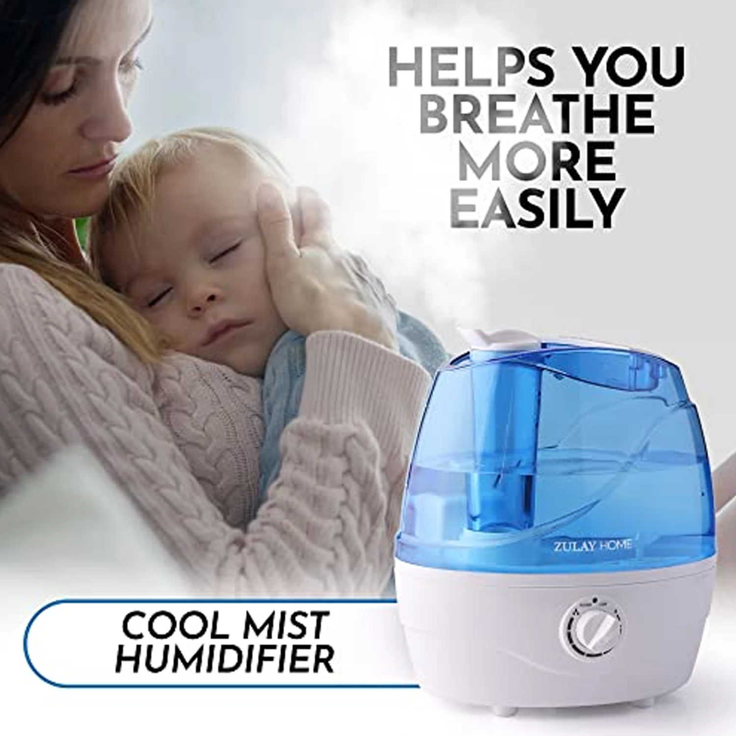 Zulay Cool Mist Humidifiers (2.2L Water Tank)