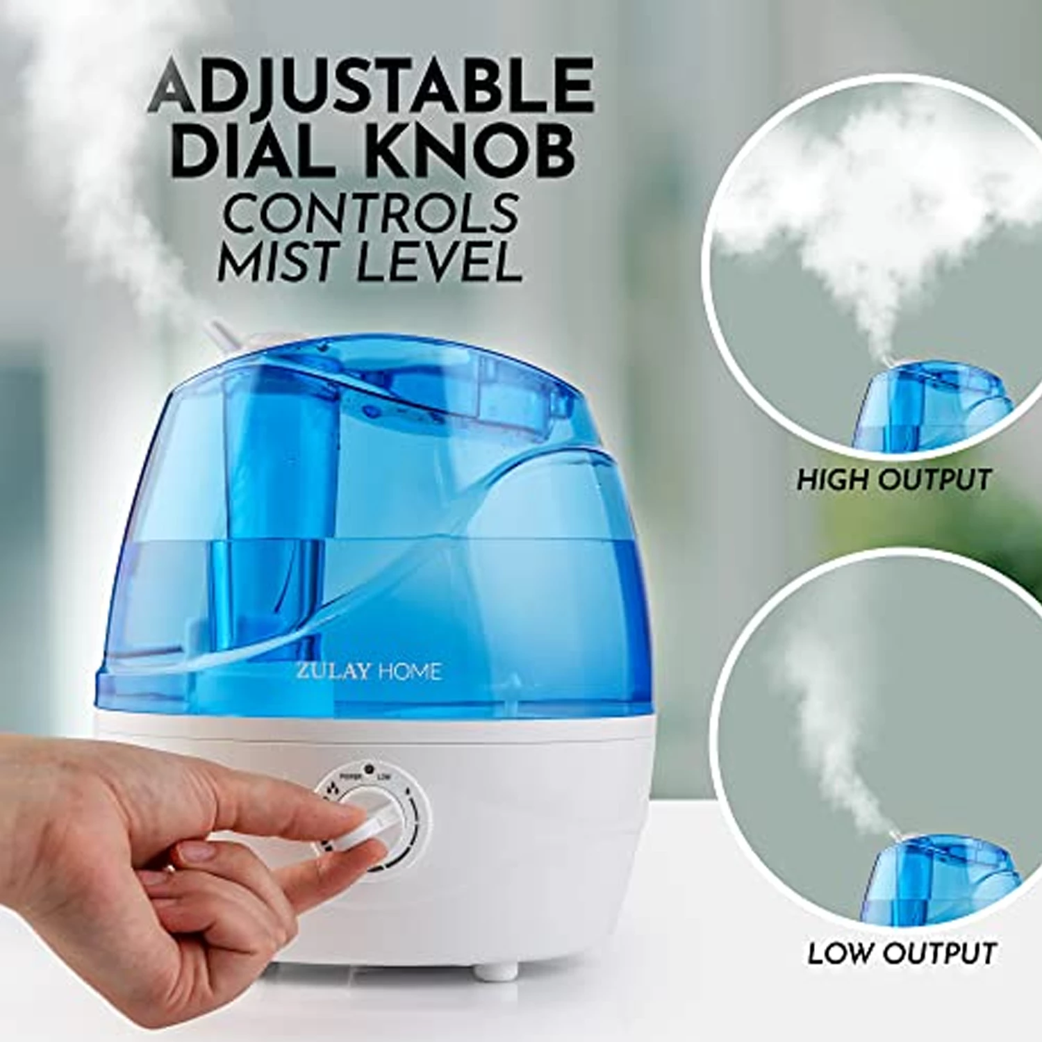 Zulay Cool Mist Humidifiers (2.2L Water Tank)