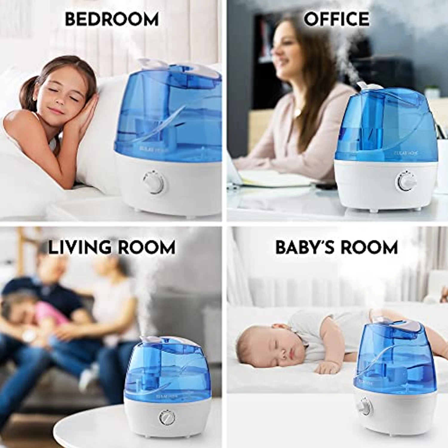 Zulay Cool Mist Humidifiers (2.2L Water Tank)