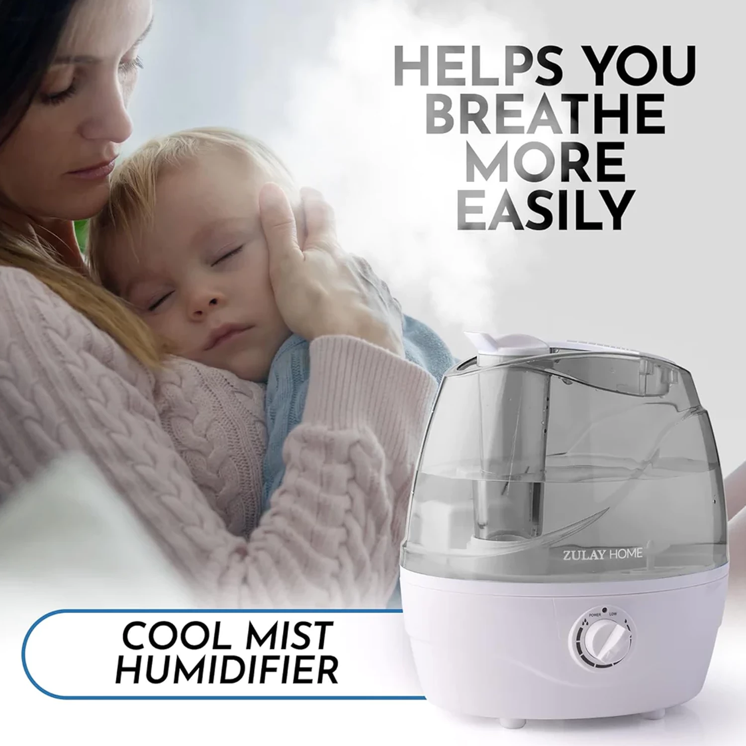 Zulay Cool Mist Humidifiers (2.2L Water Tank)