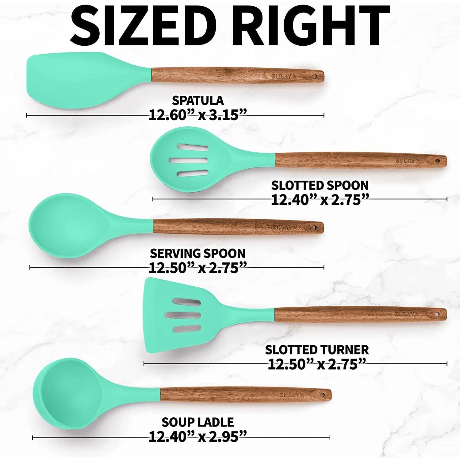 Non-Stick Silicone Cooking Utensils Set with Authentic Acacia Wood Handles