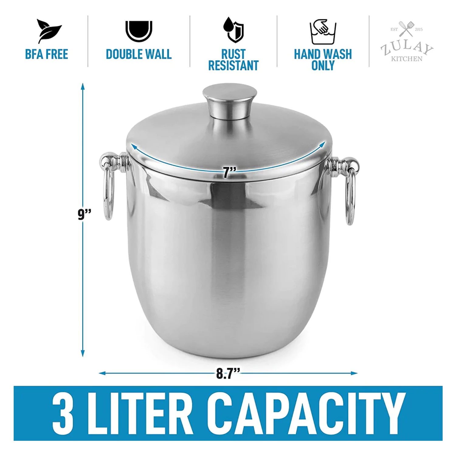 Ice Bucket With Lid Strainer And Tongs  (3 Liters)