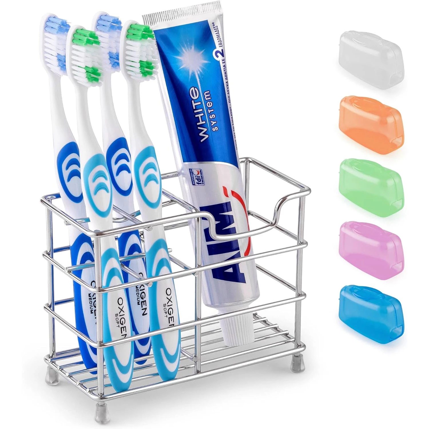 ZH Toothpaste and Toothbrush Holder - Stainless Steel