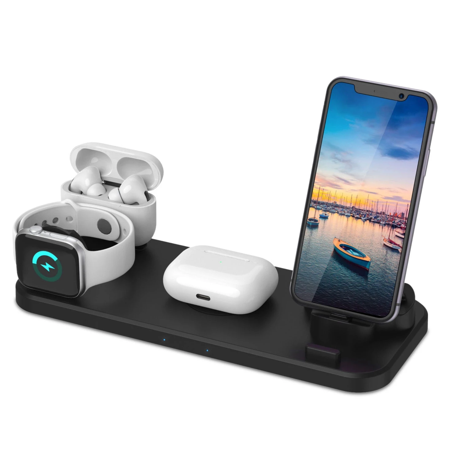 6-in-1 Qi Wireless Charger: Fast Charging Station for iWatch, Airpods, and iOS/Android Devices