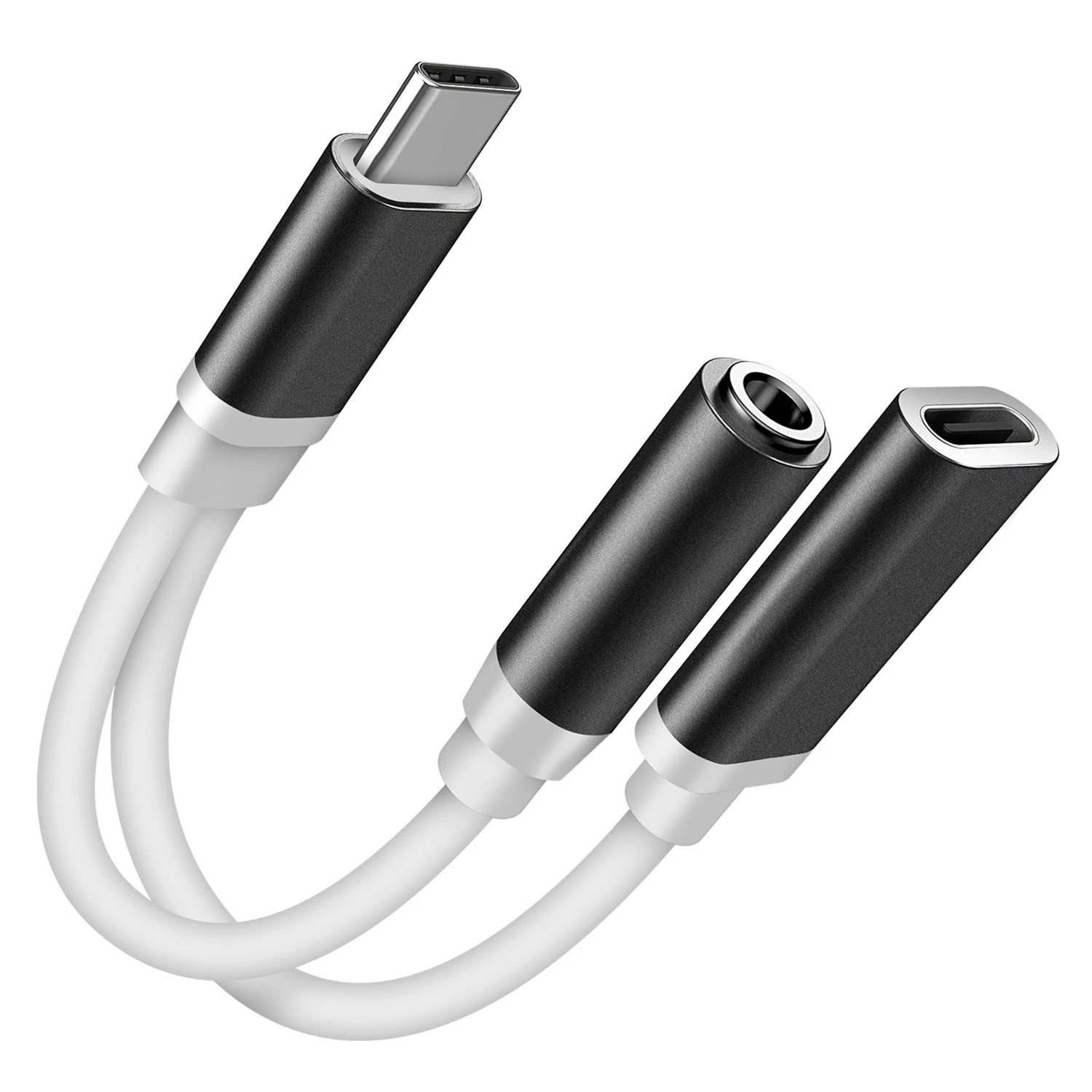 USB-C to 3.5mm Audio Charging Adapter - Metal Shell, Headphone Jack Splitter, Charger