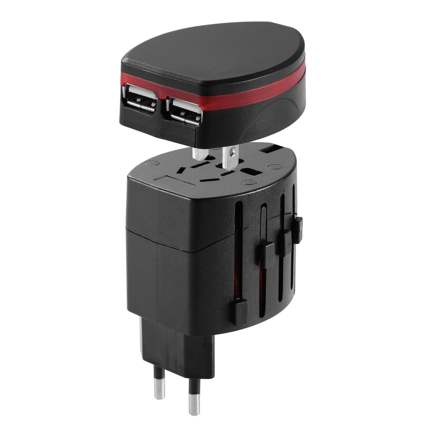 Universal Travel Power Adapter - All-in-One Wall Charger with 2 USB Ports - US UK EU AU Plug
