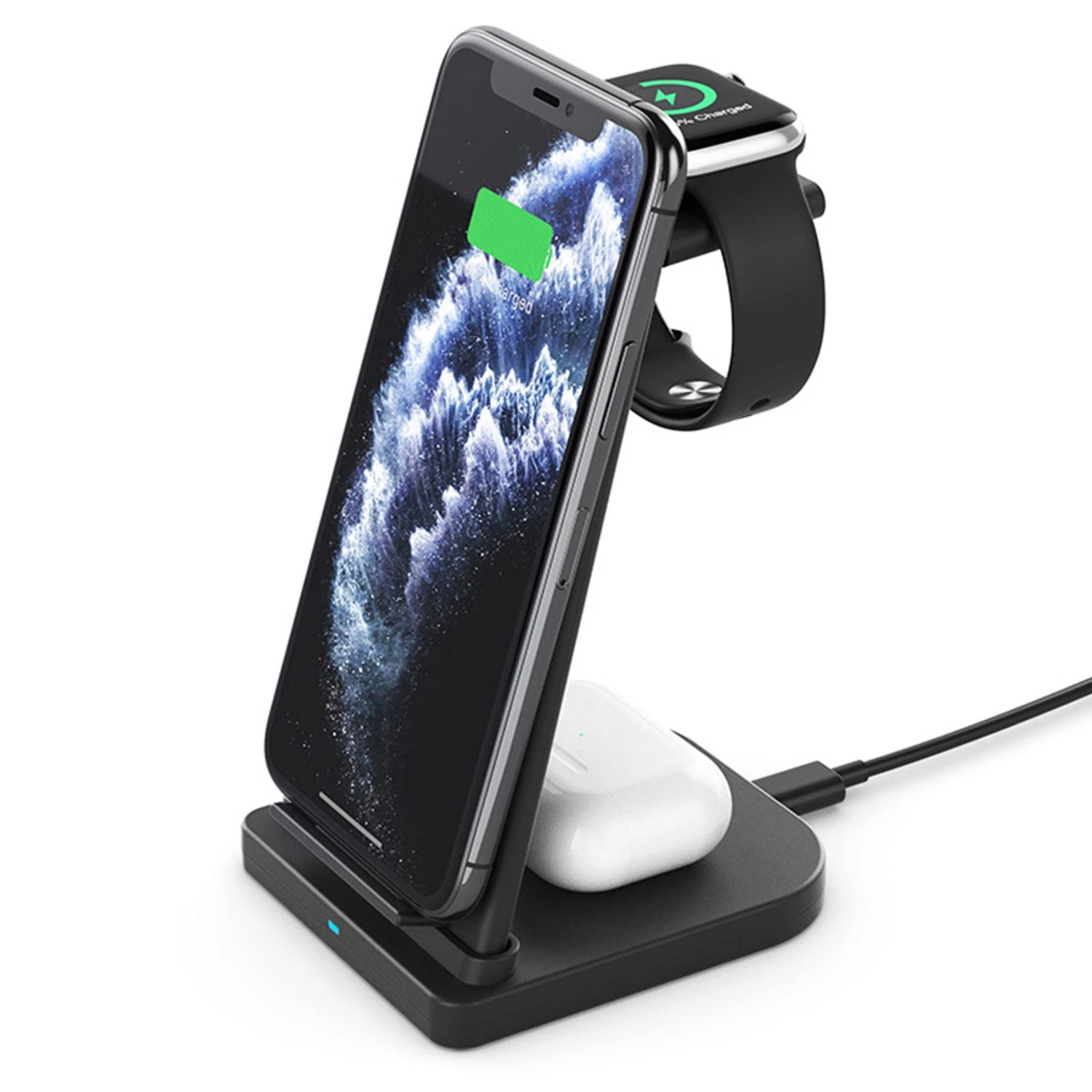 15W Fast Charging Station for iPhone, iWatch, AirPods - Qi Enabled Dock