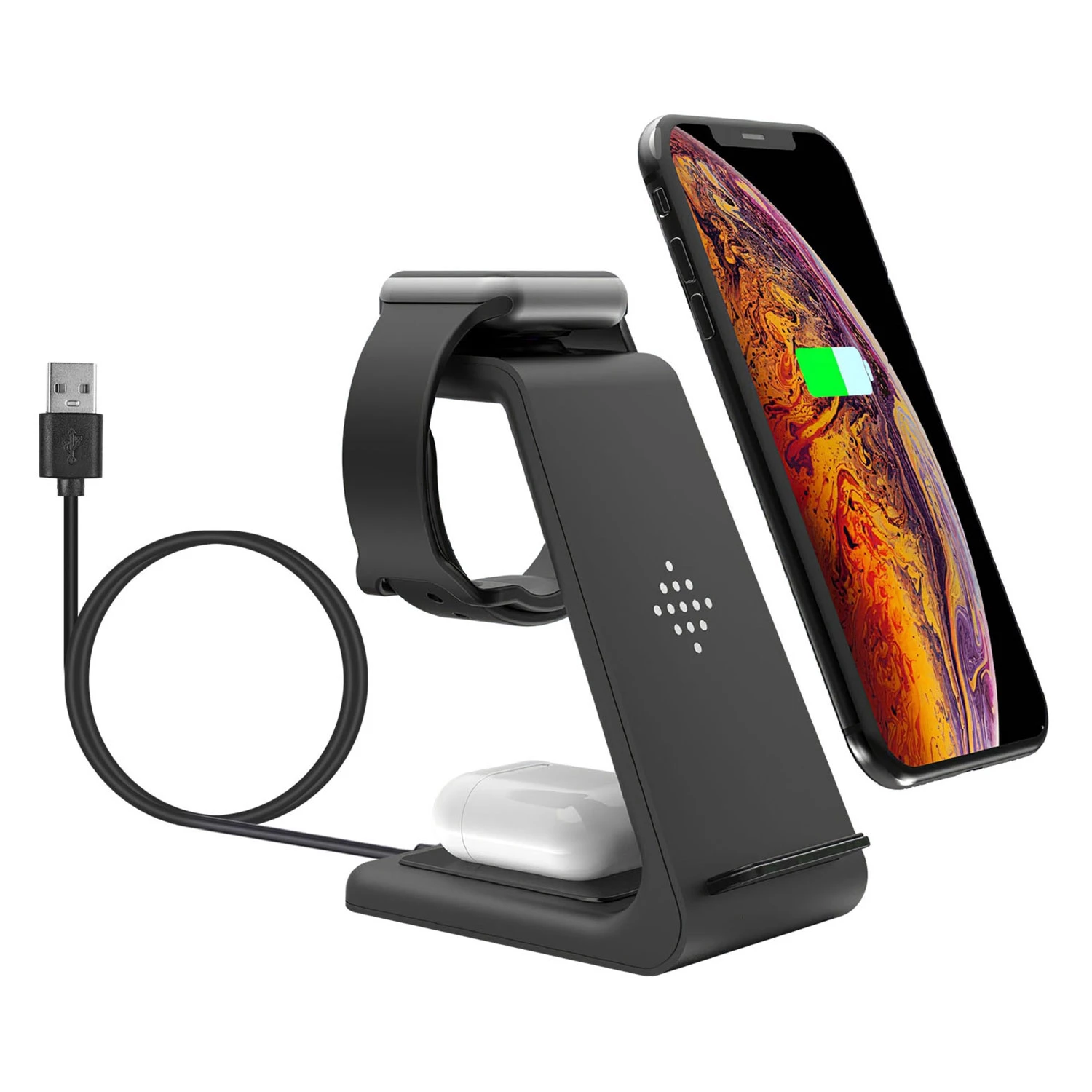 15w 3-in-1 Wireless Charger Dock: Fast Charging Station For iPhone 13/12/11/XS, Apple Watch Series 7