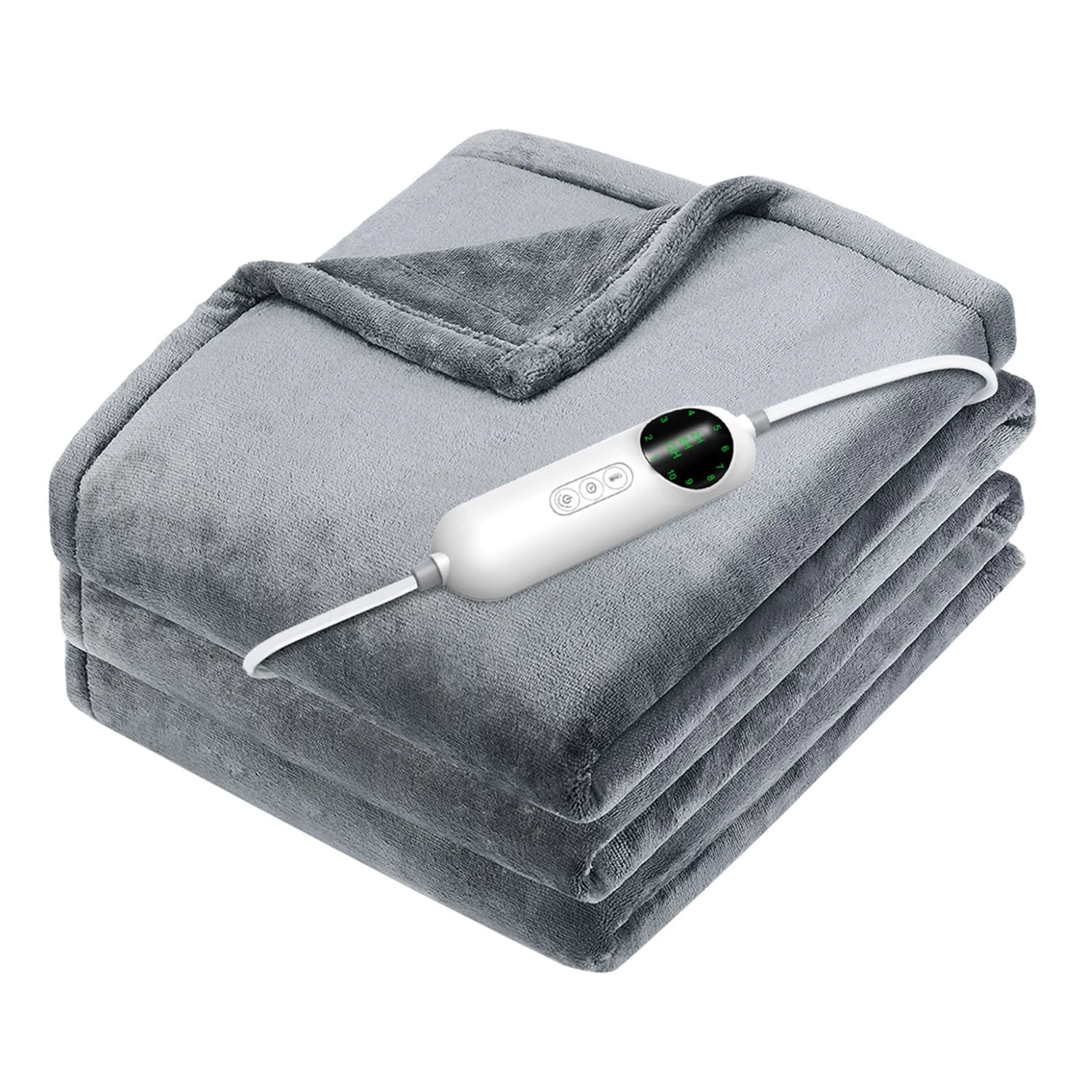 Flannel Heated Throw And Blanket: 10 Heat Settings, Auto Off, Washable - Home And Office Usage