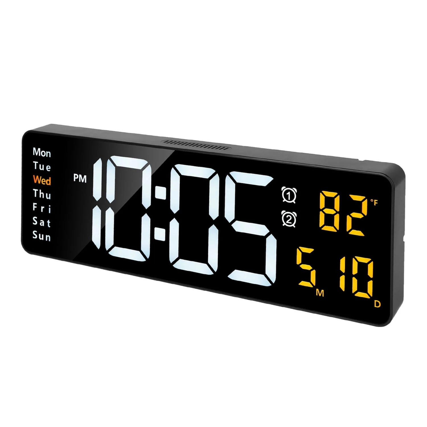 LED Wall Clock with Remote Control - 15.7in, 10 Brightness Levels, 3 Alarms, Countdown, Calendar