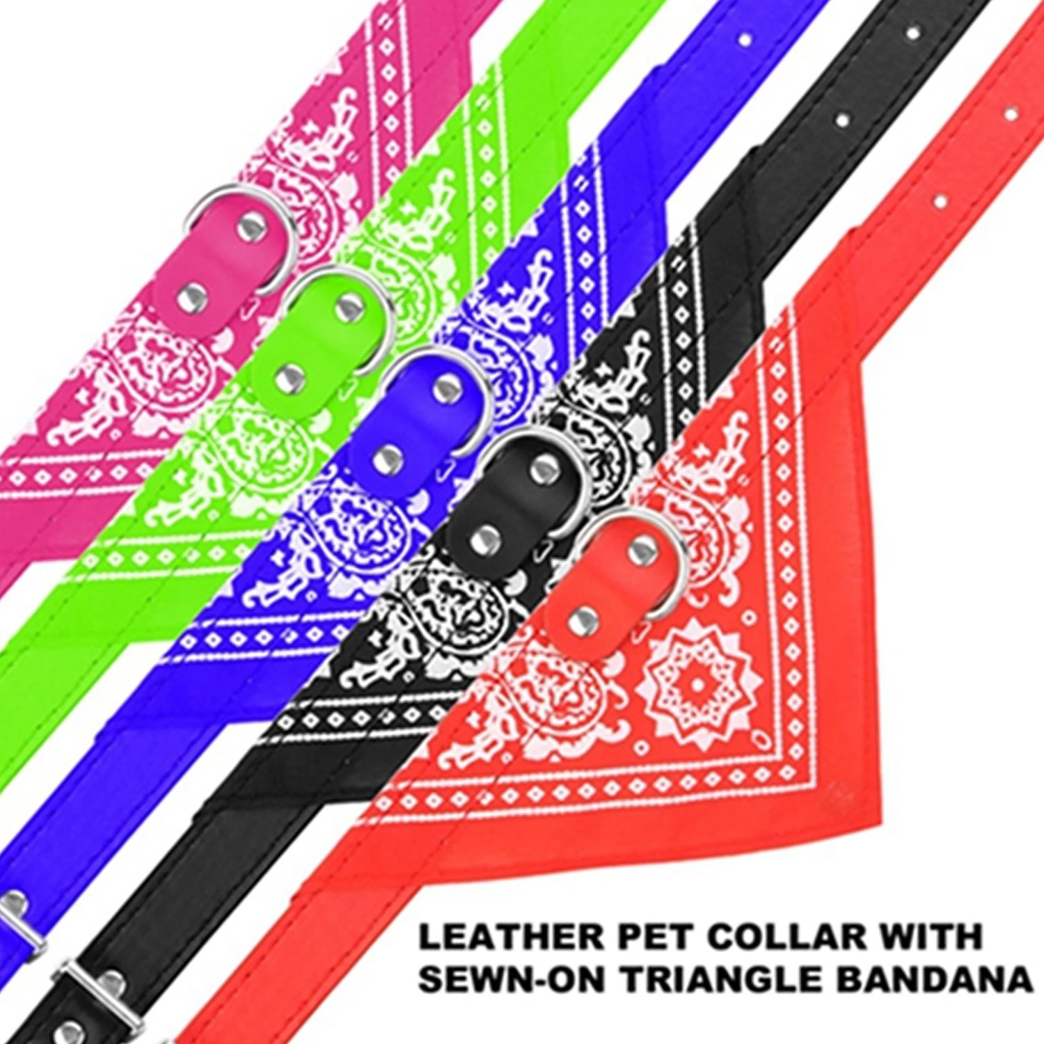 Adjustable Bandana Leather Pet Collar Triangle Scarf