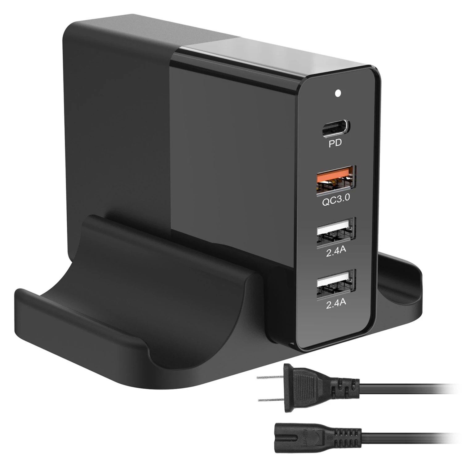 45W 4-Port USB Fast Charger: Type-C Wall PD Adapter with 1 Type-C Port & 3 USB-A Ports