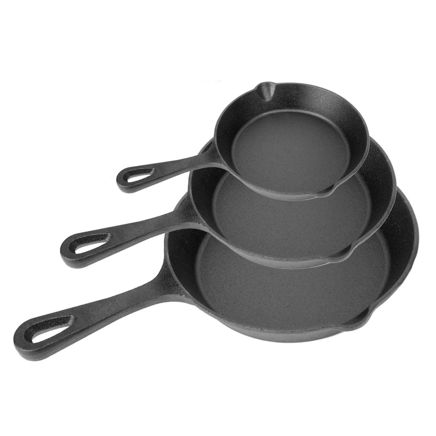 3-Piece Pre-Seasoned Cast Iron Skillet Set - Non-Stick, Oven Safe, Heat-Resistant Frying Pans