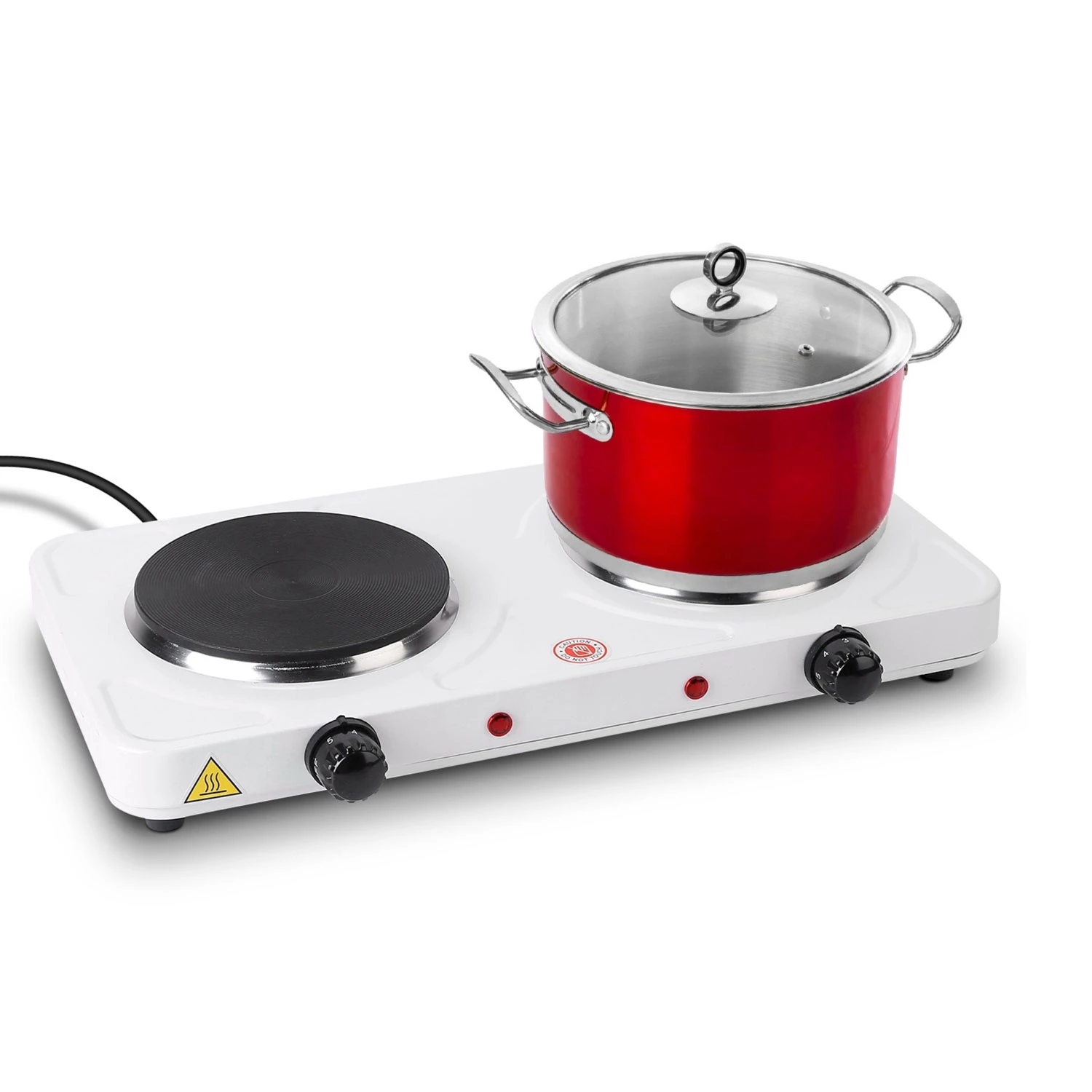 Portable Dual Electric Burner - 2000W, 5 Gear Temperature Control