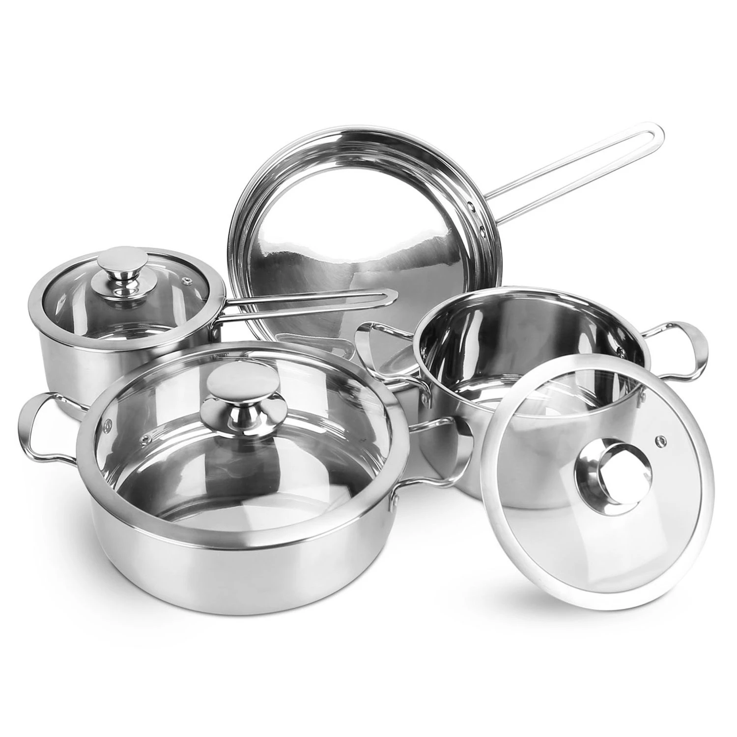 Induction Cookware Set: Stainless Steel, Fast Heat, Dishwasher Safe, 5-Piece