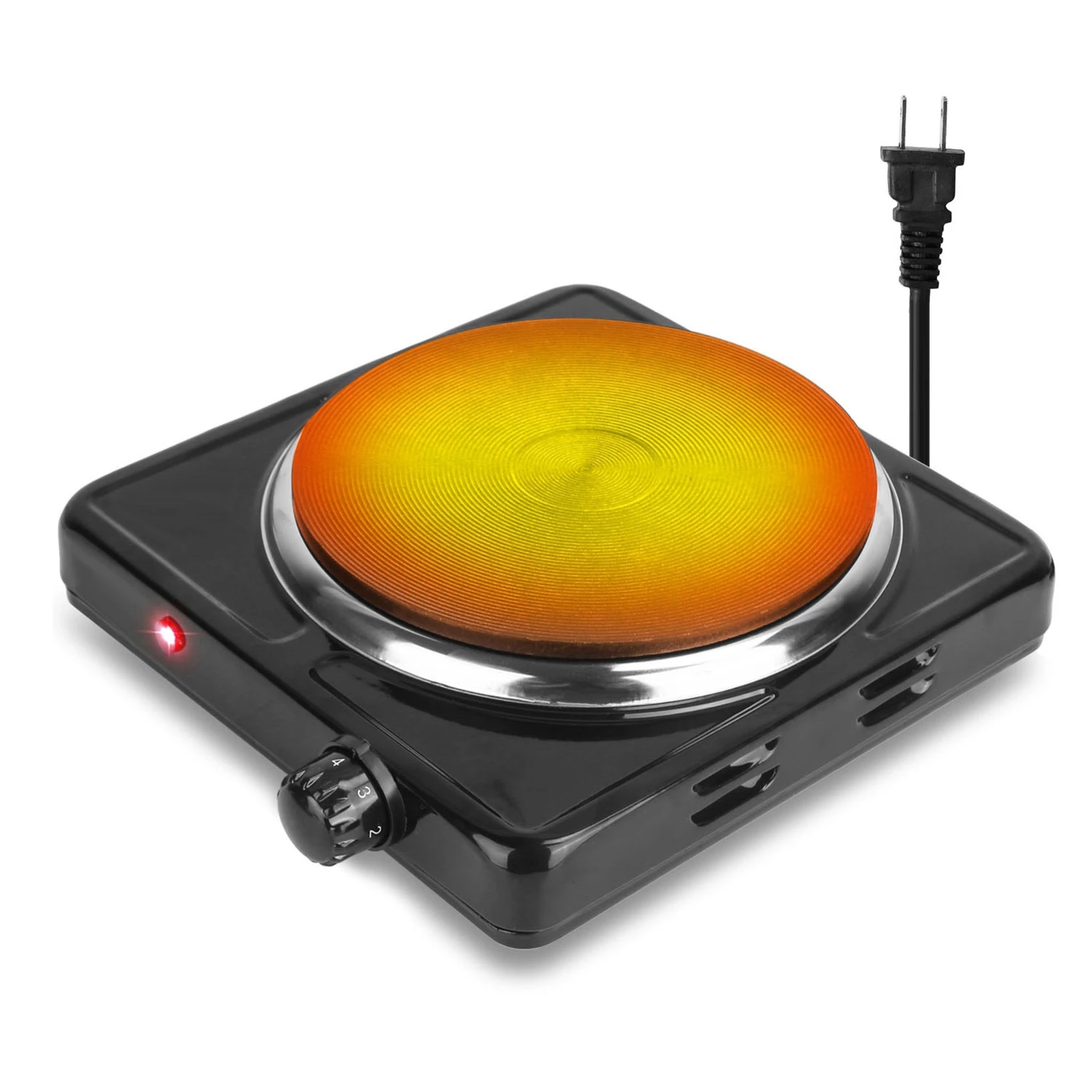 Portable 1500W Electric Single Burner Hot Plate Stove - Non Slip Feet, 5 Temp Adjustments