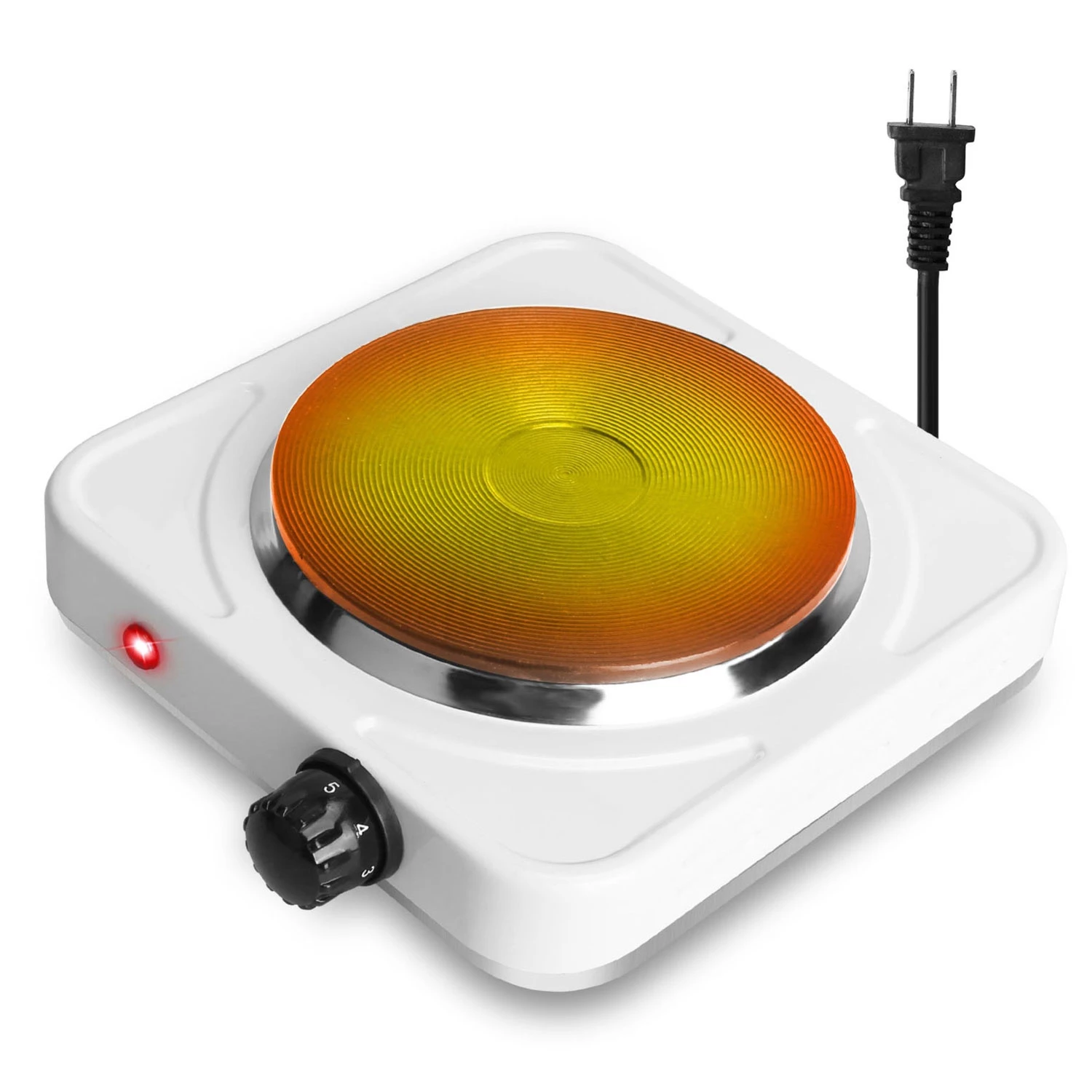 Portable 1500W Electric Single Burner Hot Plate Stove - Non Slip Feet, 5 Temp Adjustments