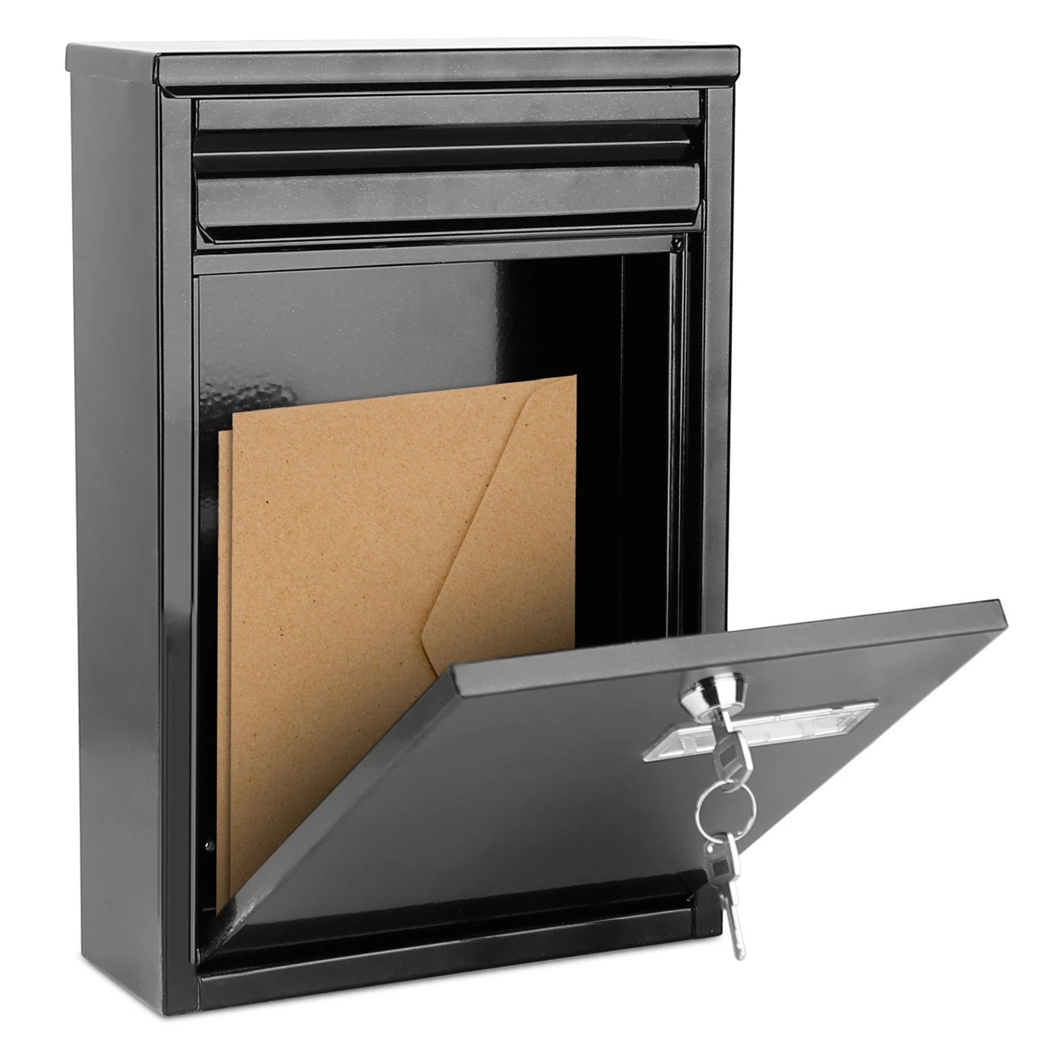 Lockable Wall Mount Mailbox - Galvanized Iron, 2 Keys - Secure Letter Post Box for Home And Office