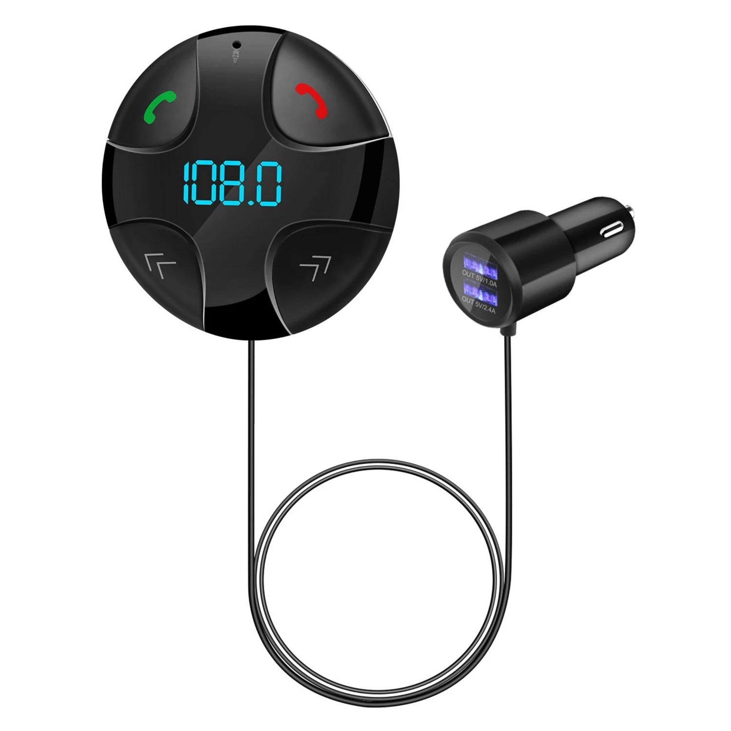 Wireless FM Transmitter V4.2 MP3 Player 3.4A Dual USB Charge Hands-free TF Card LED Display for Car 