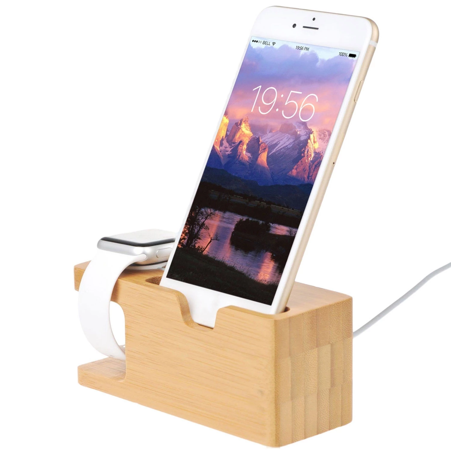 Bamboo Wood Charging Stand For Apple Watch 42mm 38mm Universal Phone Holder Dock Station iPhone X Xs