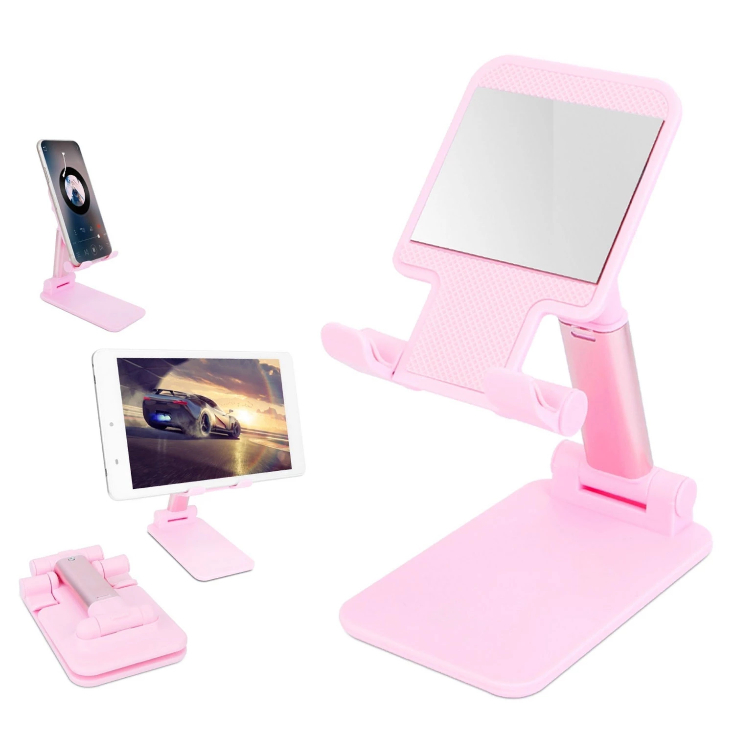 Foldable Phone Stand - Adjustable Angle And Height - Fits 4-12.9in Device - Tablet Holder Cradle Doc