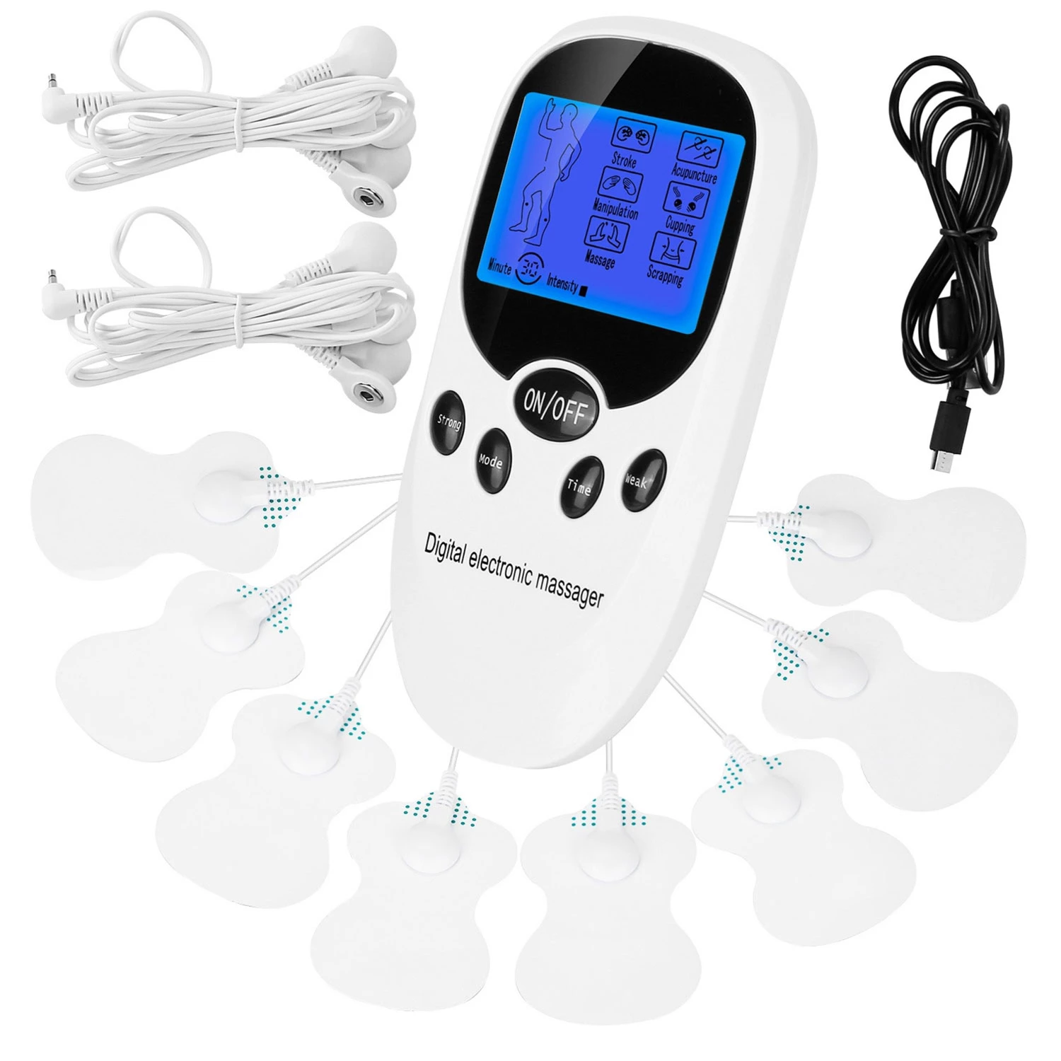 Dual Channel Electric Muscle Stimulator with Electrode Pads - Pain Relief Therapy