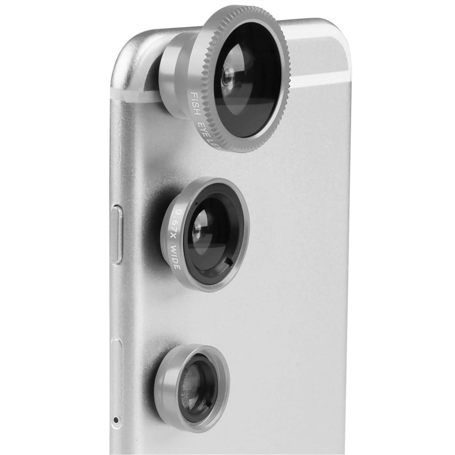 Lens Kit: 180° Fisheye, 0.67x Wide Angle, 10X Macro for iPhone X/8/7, Samsung S10/S9