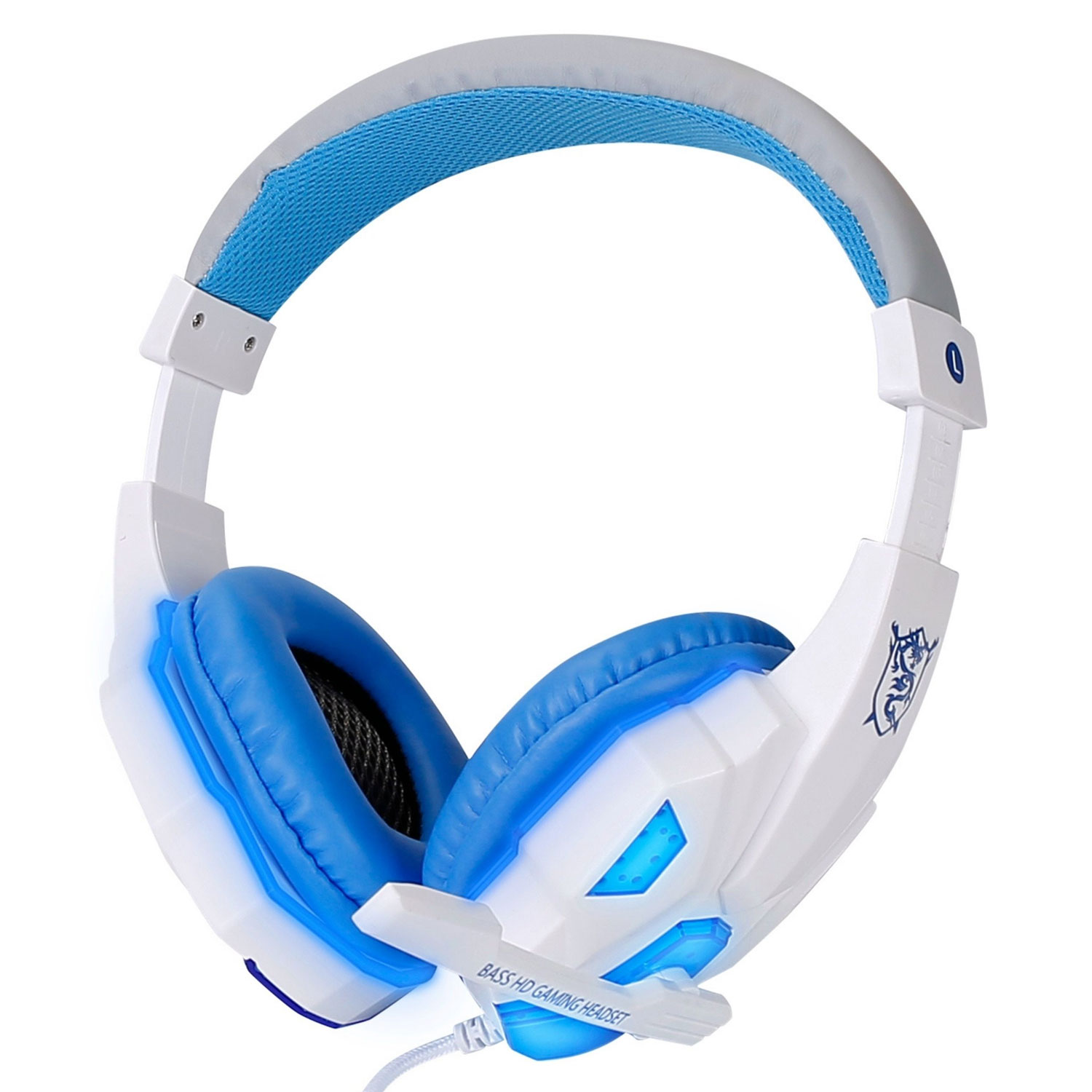 Stereo Bass Gaming Headset w/LED Light & Mic, 3.5mm Plug, USB 6.89FT Cord, PS5/PS4/PS4 Pro/Slim/PSP/