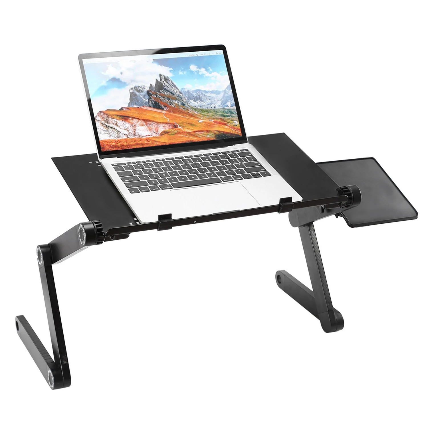 Foldable Laptop Table Bed Desk Aluminum Alloy Breakfast Tray w/ Mouse Board