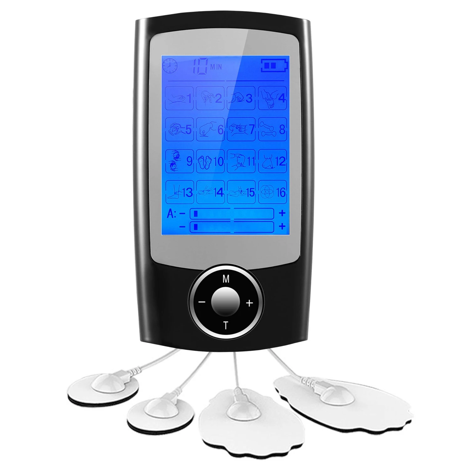 16 Mode Rechargeable Tens Unit - Pain Relief Massager with 2 Outputs and 6hrs Working