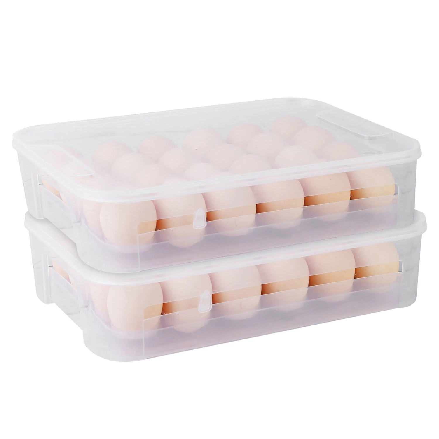 2Pcs Stackable Egg Storage Box for Refrigerator - 24 Cavity Per Container