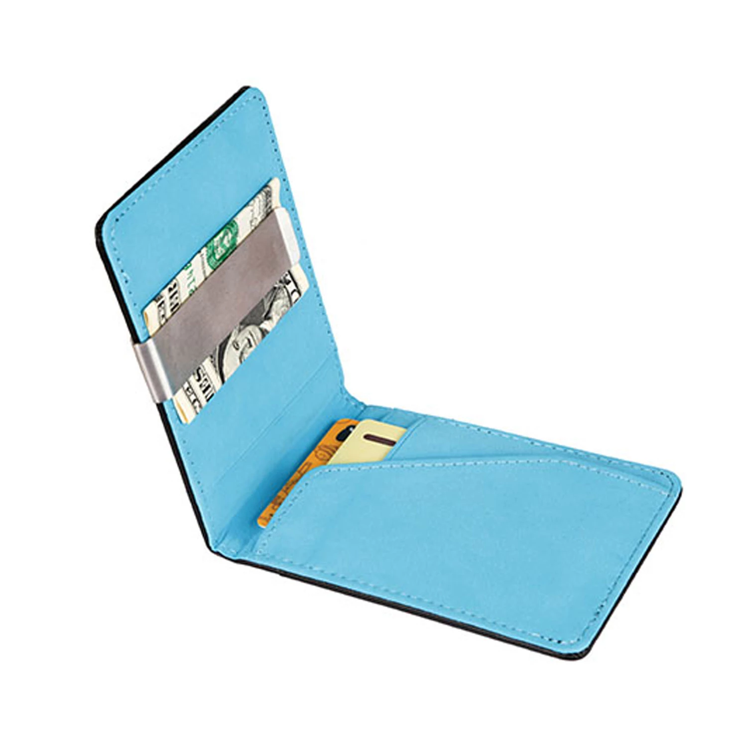 Unisex PU Leather Wallet RFID Blocking Slim Bifold Credit Card Holder with Money Clip