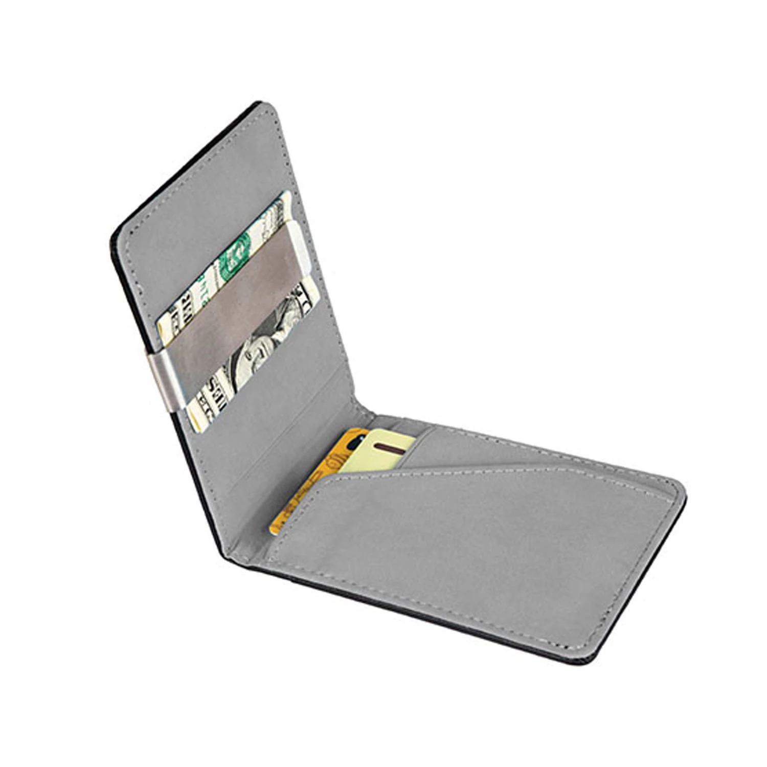 Unisex PU Leather Wallet RFID Blocking Slim Bifold Credit Card Holder with Money Clip