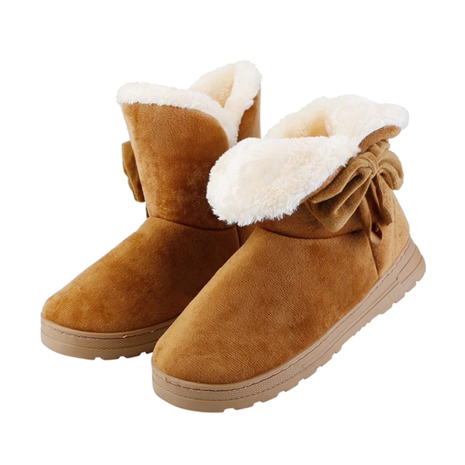 Women Ladies Snow Boots Super Soft Fabric Mid-Calf Winter Shoes Thickened Plush Warm Lining Shoes