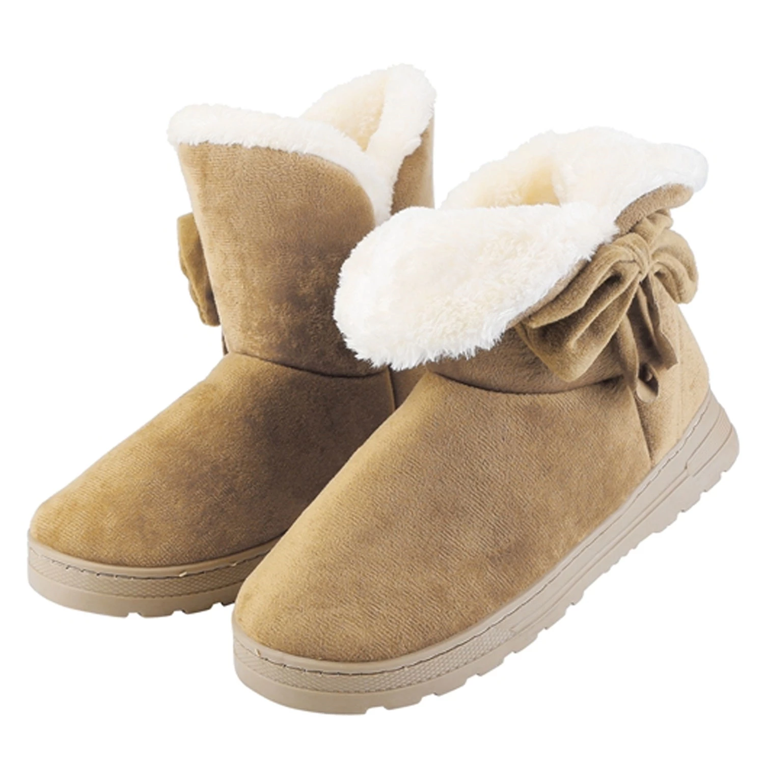 Women Ladies Snow Boots Super Soft Fabric Mid-Calf Winter Shoes Thickened Plush Warm Lining Shoes