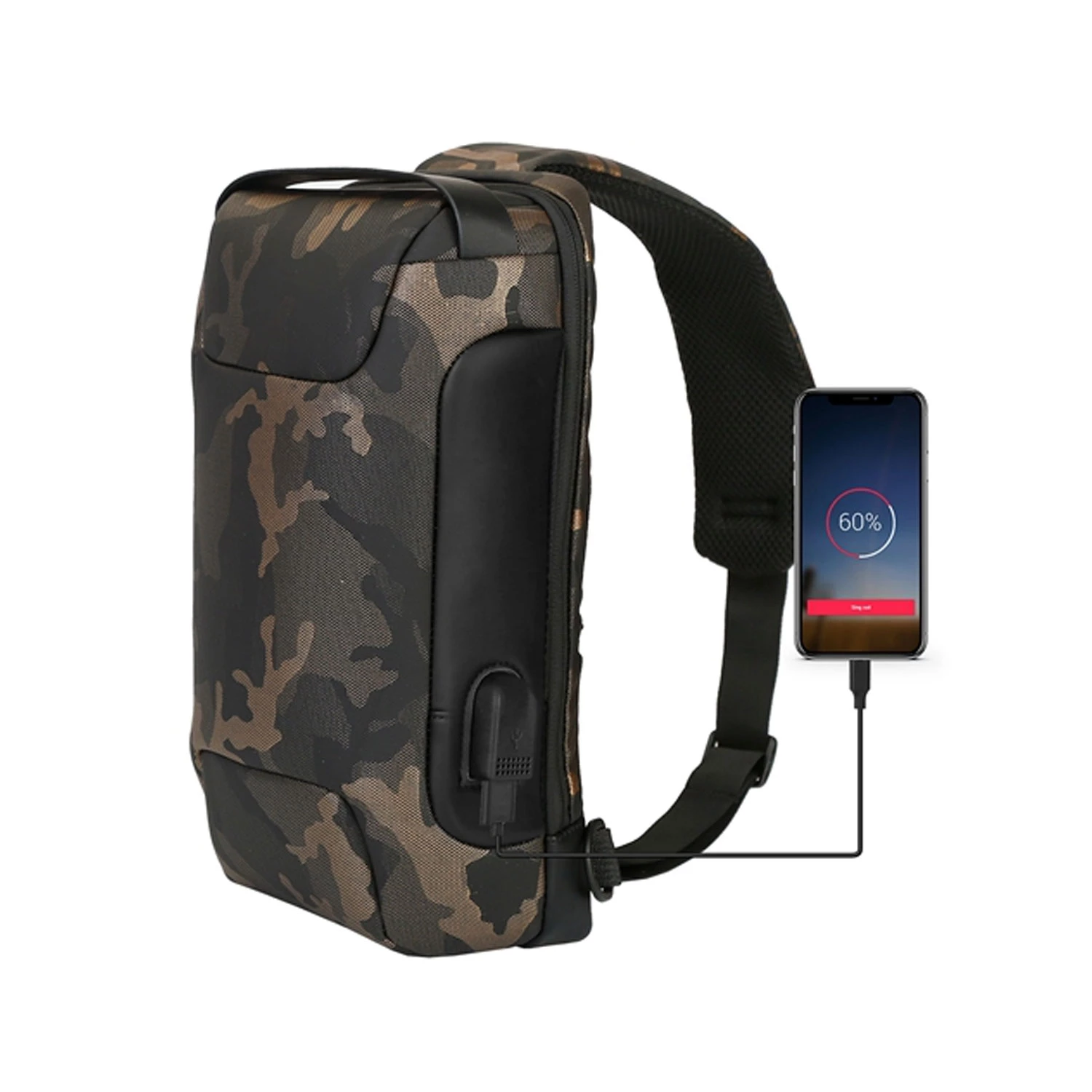 Men's Sling Backpack Waterproof Anti Theft Shoulder Crossbody Chest Bag Messenger Sling Bag Daypack 