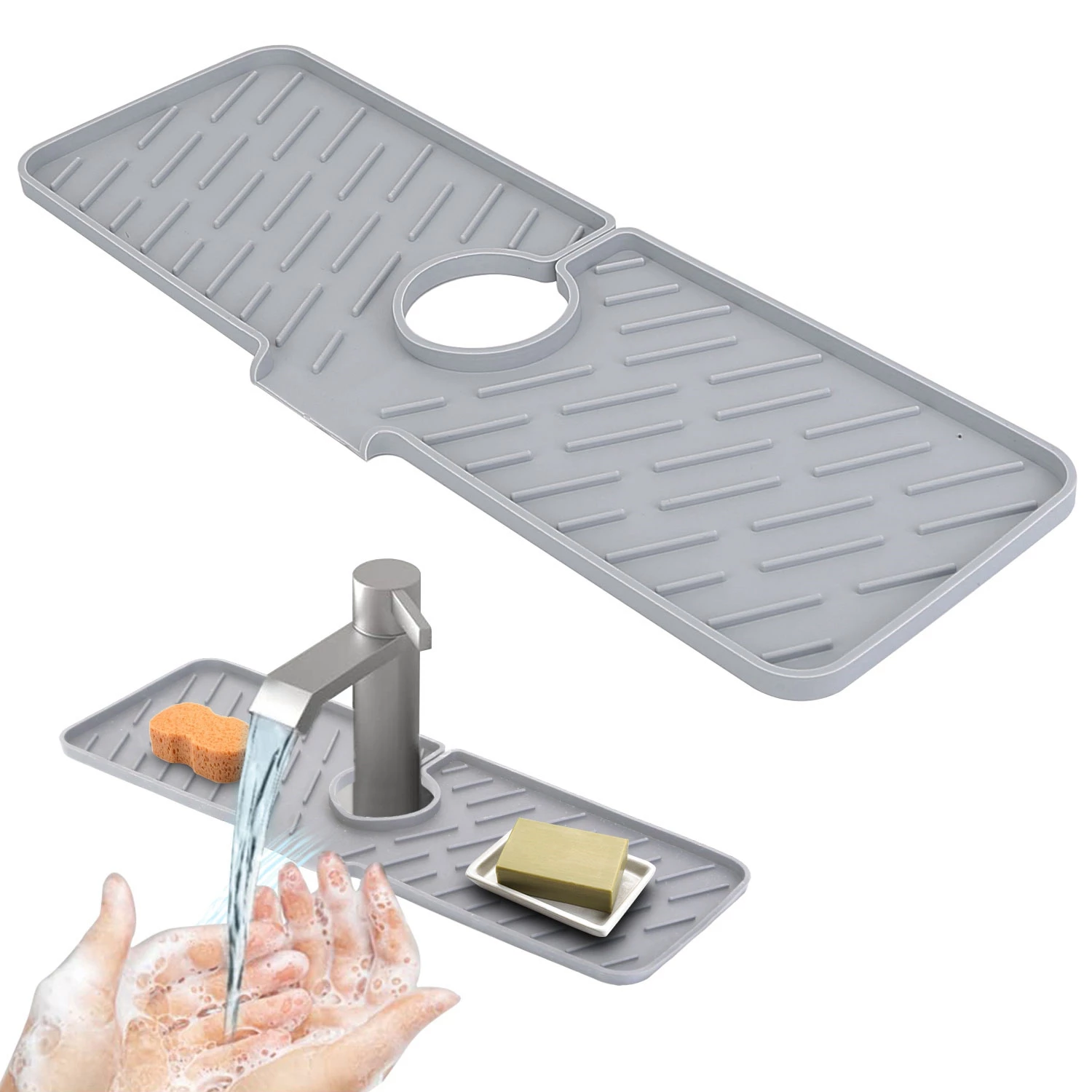 Silicone Faucet Mat Kitchen Sink Splash Guard Drain Mat Drying Pad Kitchen Mat 