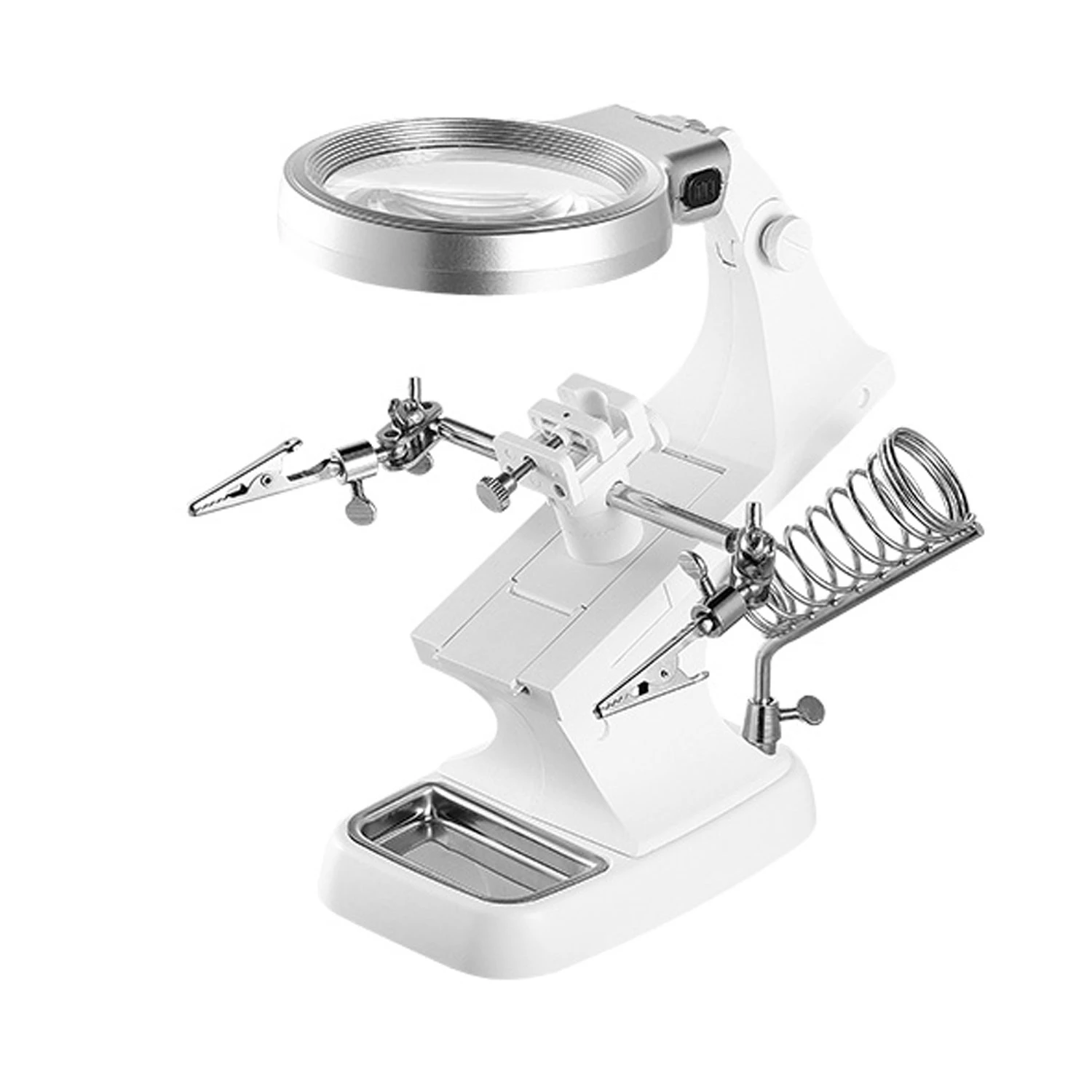 LED Light Helping Hands Magnifying Glass 3X/4.5X w/ 360°Adjust Third Hand Soldering Vise