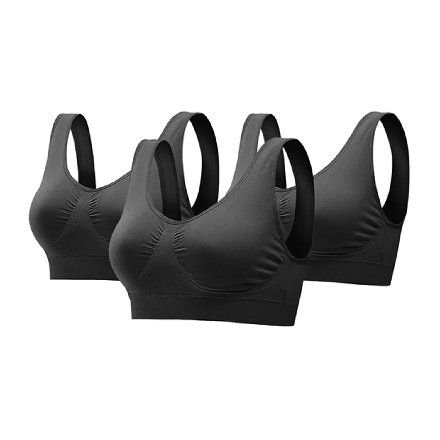 3 Pack Sport Bras For Women Seamless Wire Free Light Support Tank Tops For Fitness