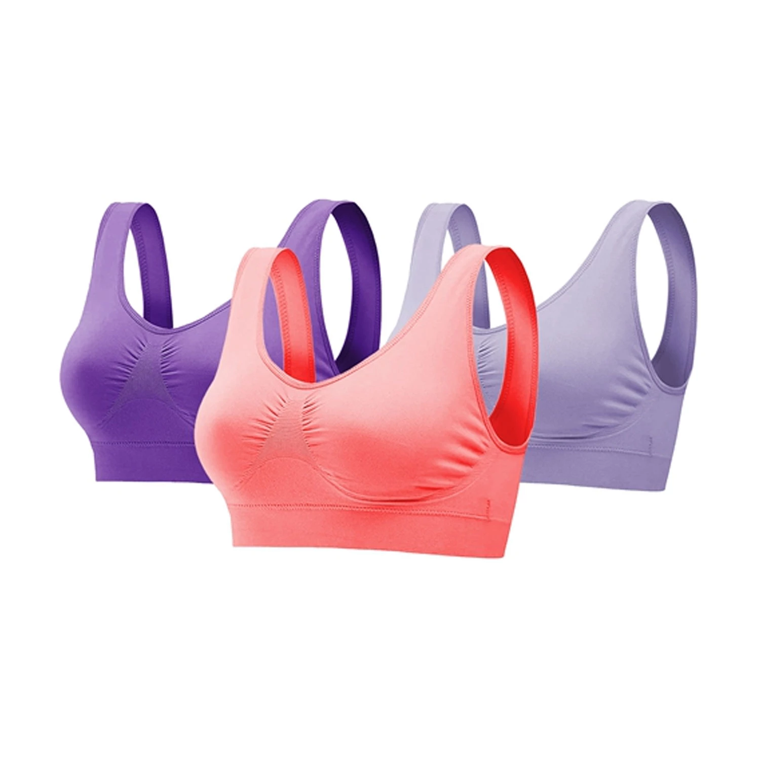 3 Pack Sport Bras For Women Seamless Wire Free Light Support Tank Tops For Fitness