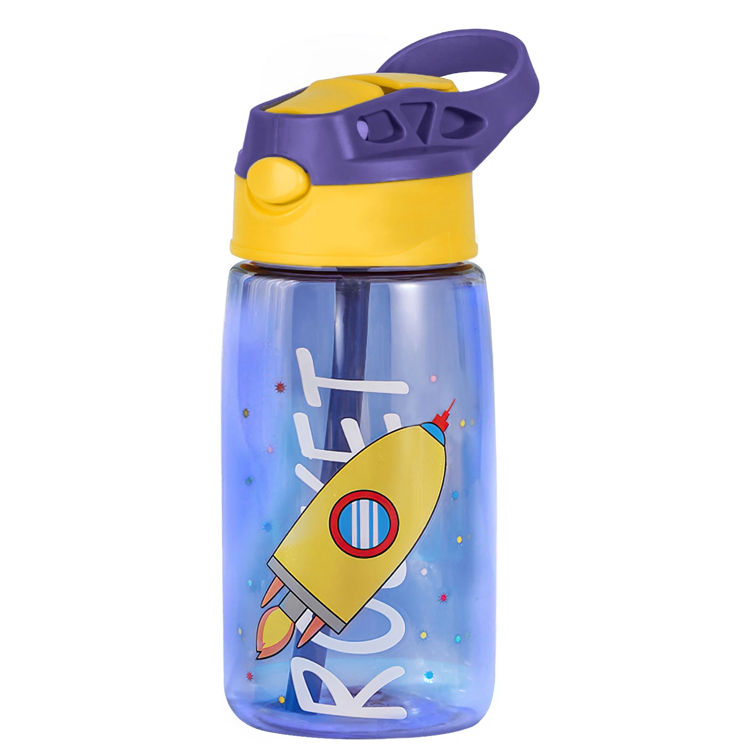 16.2Oz Leak-Proof Kids Water Bottle with Straw Push Button Sport Water Bottle for Kids Crab